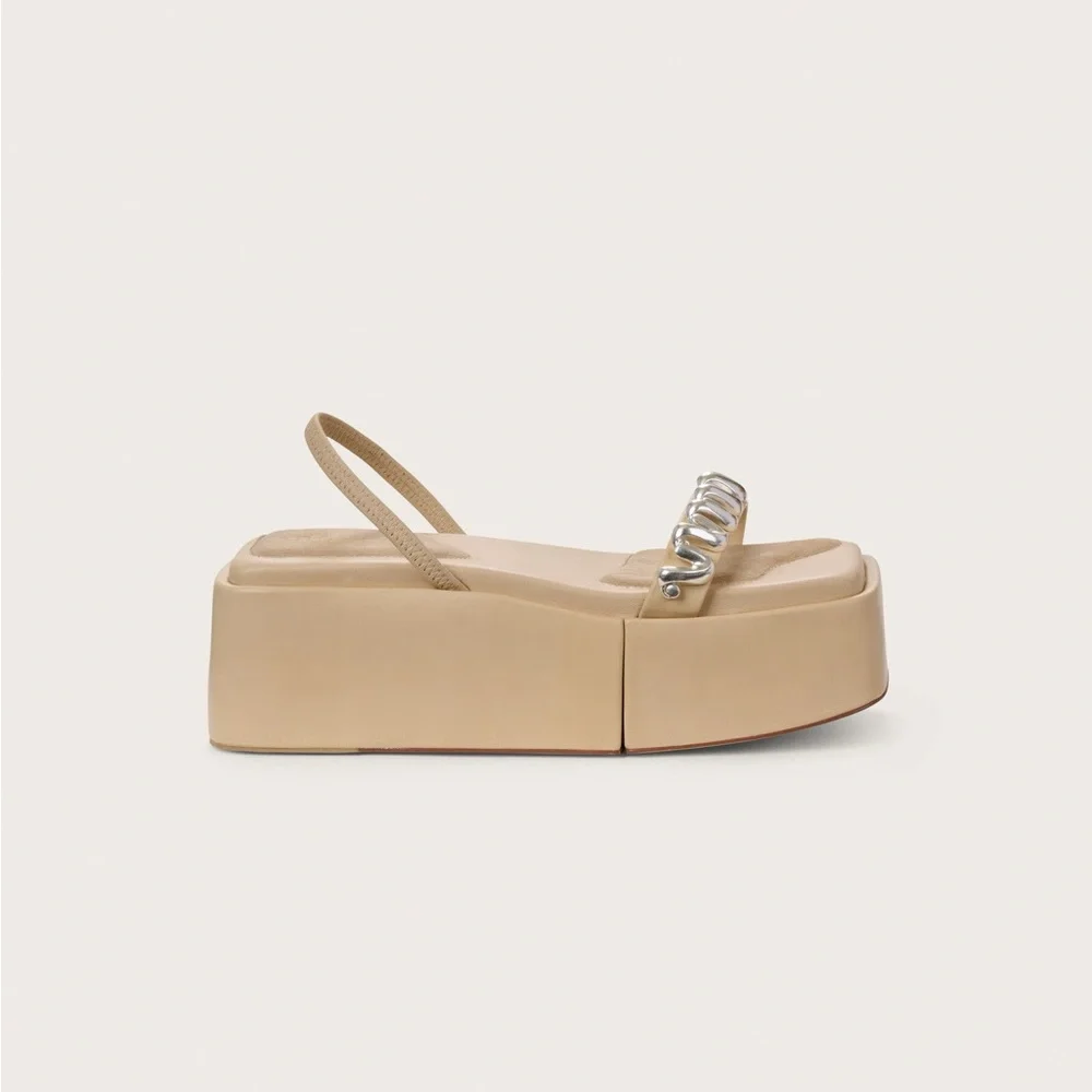 CULT GAIA Leather Onyx Platform Sandals